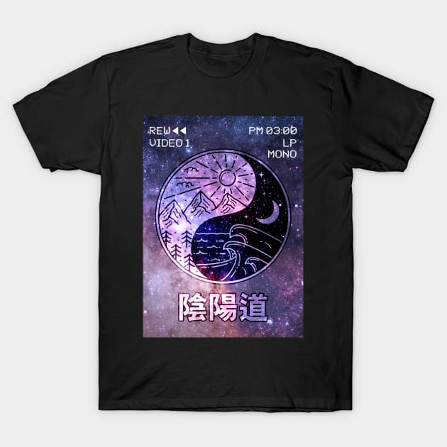 Yin Yang Japanese Vaporwave Aesthetic Ying Yang Retro VCR Gift T-Shirt by Alex21